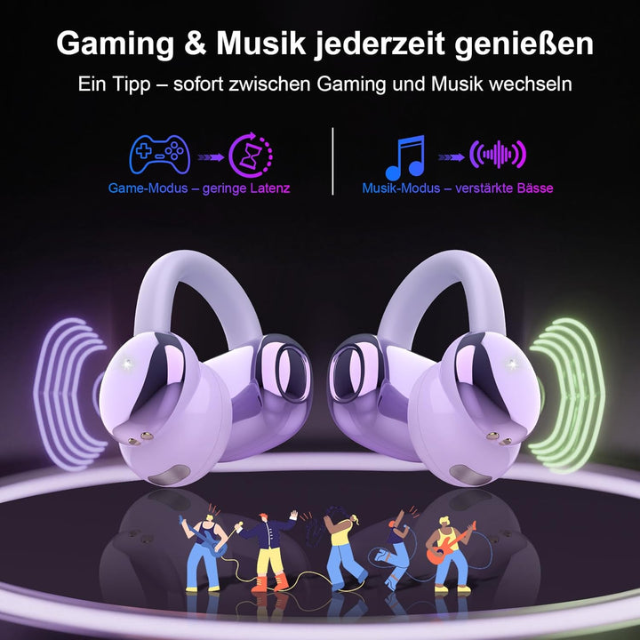 Open Ear Kopfhörer Bluetooth 5.4, Clip On Kopfhörer mit Innovatives Clip-Design, 48Std Spielzeit ohr