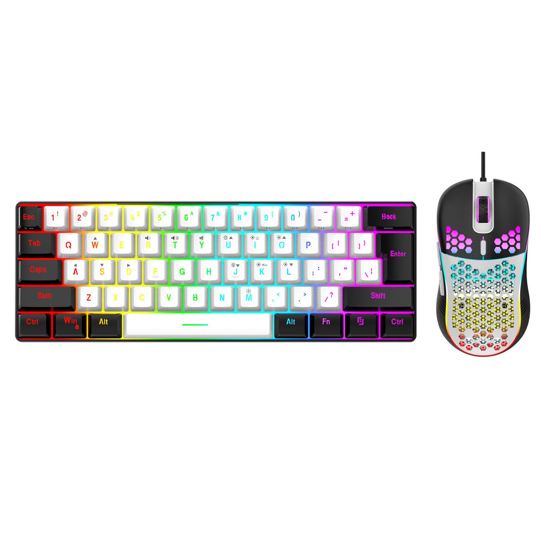 Denash Gaming-Tastatur- und Maus-Kombination, USB-C-Kabel-Tastatur-Maus, Mehrfarbiges Mechanisches T
