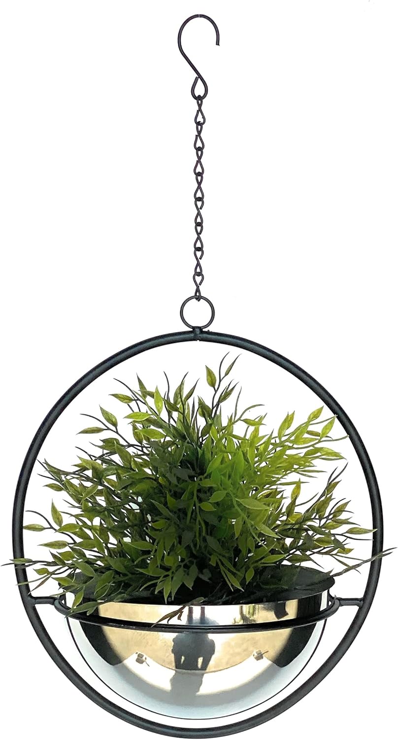 DanDiBo Blumenampel Innen Metall Wand Hängepflanzen 53 cm 96087 M mit Topf Silber Pflanzenhänger Blu