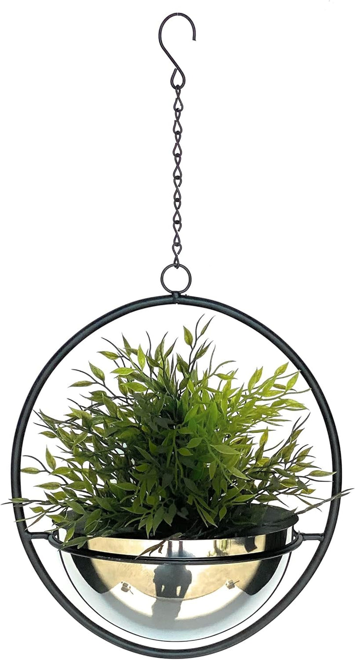 DanDiBo Blumenampel Innen Metall Wand Hängepflanzen 53 cm 96087 M mit Topf Silber Pflanzenhänger Blu