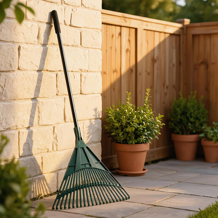 Laubbesen für Gartenarbeit, 24 Zinken, leicht, Poly-Strauchrechen mit langem Griff, zum Aufnehmen vo