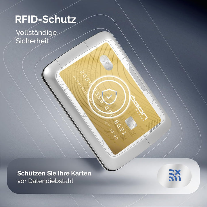 ÖGON Aluminium Geldbörse Smart Case V2 - Einfache Lagerung - Metallverschluss - Kartenetui mit RFID-