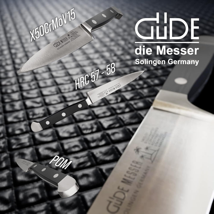 GÜDE Solingen - Spickmesser geschmiedet, 10 cm, POM schwarz, ALPHA, Office Messer, Doppelkropf, Hand