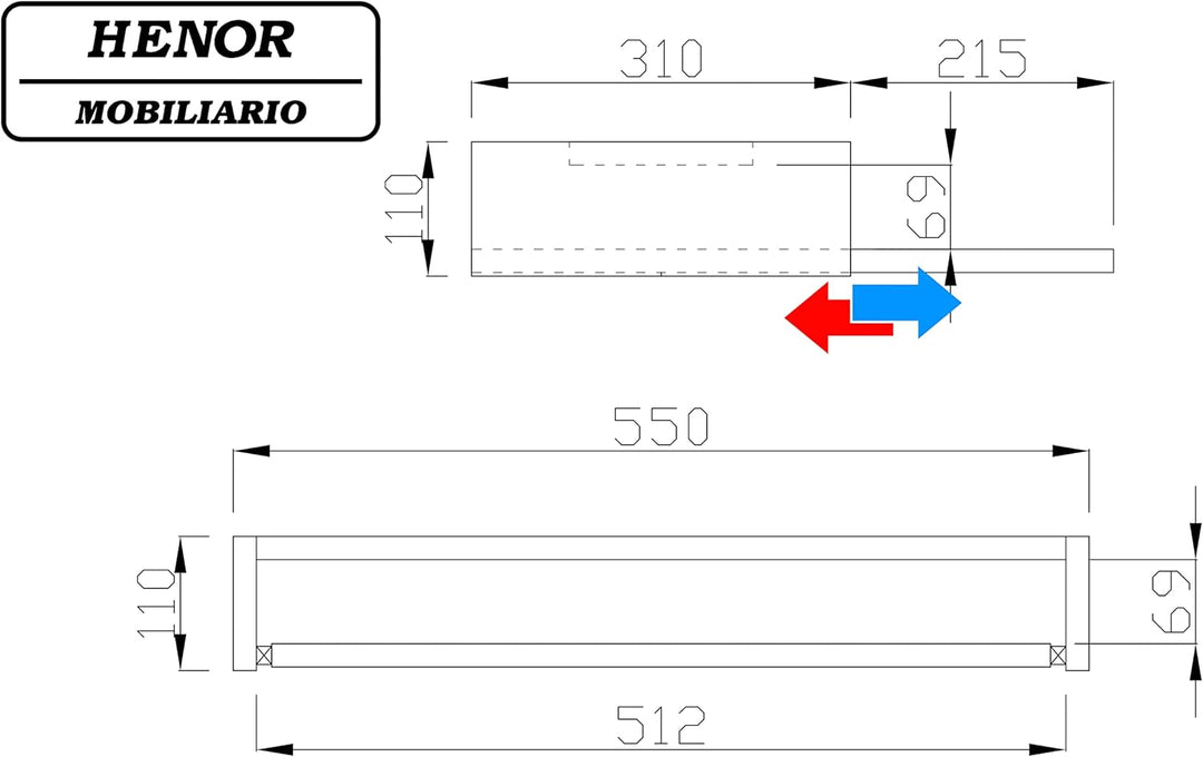 Henor Abnehmbare Tastaturablage aus Holz 55 x 31 x 11 cm unter Schreibtisch Weiss 55x31x11 Weiss, 55