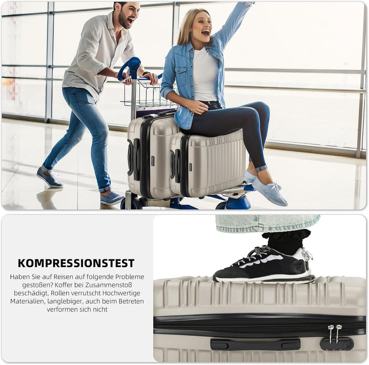 BEIBYE Reisekoffer 2088 Hartschalekoffer Gepäck Koffer Trolley Grösse XL in 14 Farben (Champagner) C