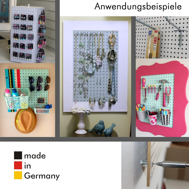 Peggy´s PEGBOARD Mini Lochwand aus Holz (MDF) 50 x 40 x 0,3 cm - Lochung Ø5 mm Abstand 15 mm - roh,