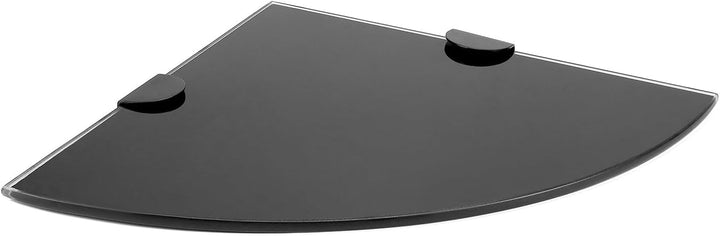 QWORK® 24cm Glas Eckregal Duschregal Badregal in Schwarz mit Montagezubehör - 6mm Verstärktes Glas -