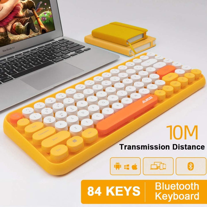 Hoopond Kabellose Bluetooth-Tastatur, Niedliche Mini-Kompakttastatur mit 84 Tasten, 2,4 GHz kabellos
