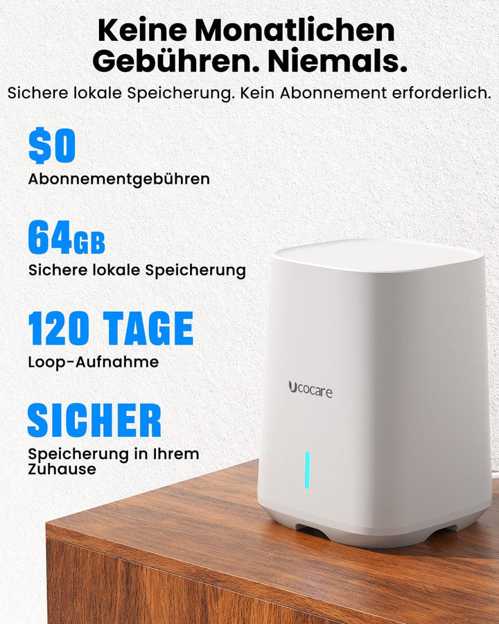 UCOCARE Überwachungskamera Aussen Solar, 4K Kamera Überwachungskamera Aussen, 2-Kamera-Set & Base St