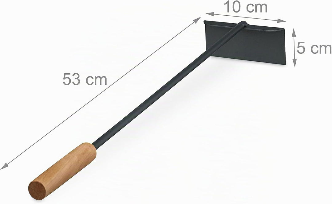 Relaxdays Aschekratzer, mit Holzgriff, Metall, 53 cm lang, für Grill, Feuerstelle &amp; Ofen, Ascheschie