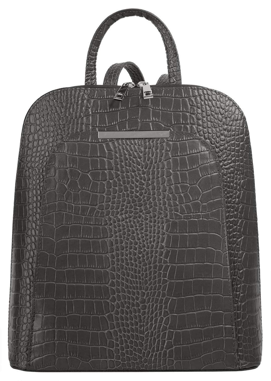 Rucksack Echt Leder Damen | Made in Italy, Smartphonefach, Daypack aus Rindleder, Citybag im Kroko-L