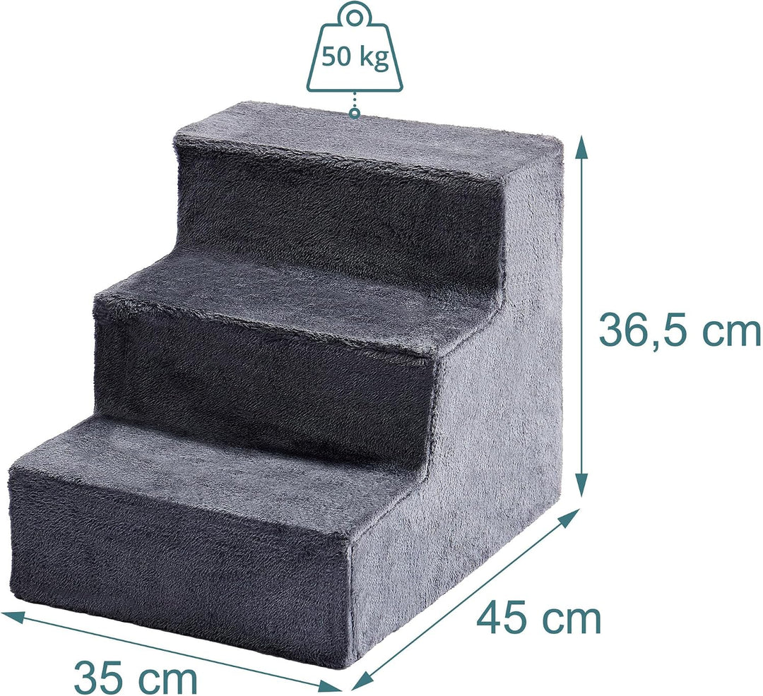 Relaxdays Hundetreppe, 3 Stufen, HxBxT: 36,5 x 35 x 45 cm, 50 kg, Abnehmbarer Stoffbezug, Hunderampe