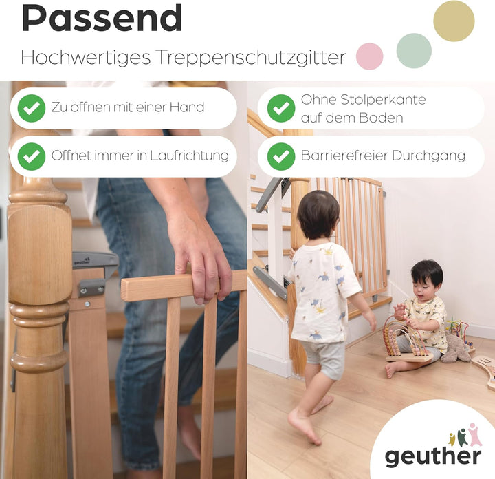 Geuther Treppenschutzgitter Plus - Absperrgitter zur Verhinderung von Stürzen von der Treppe -Verste