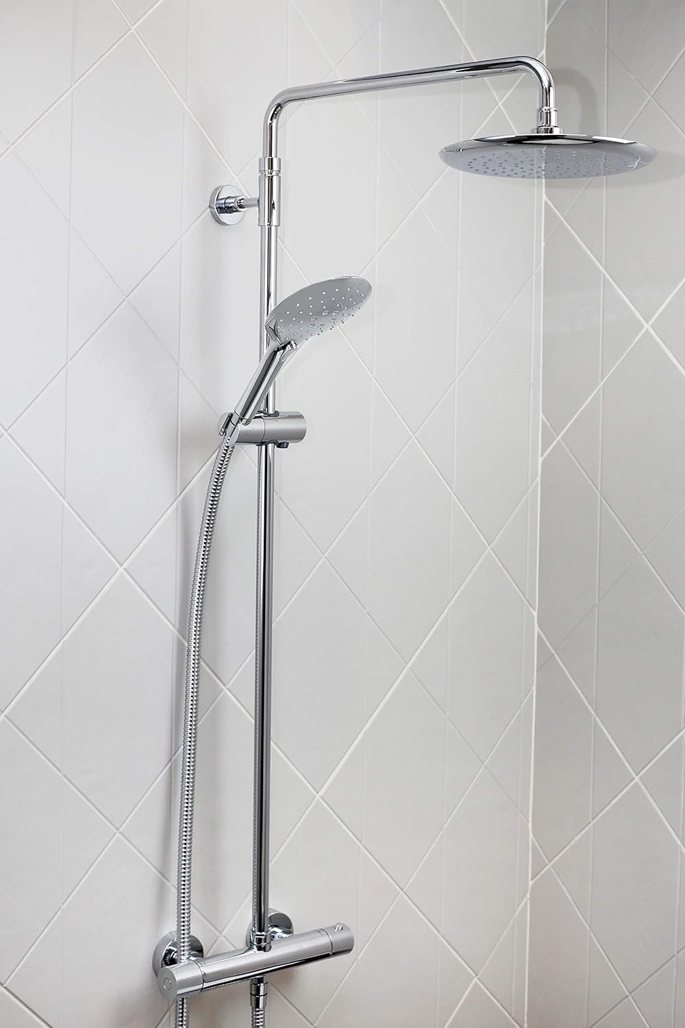 Bristan Quadrato QD SHXDIVFF C Duschgarnitur, mit Regendusche/Umschalter/Duschstange