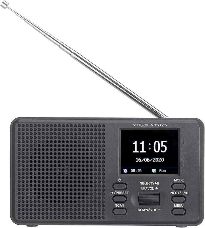 VR-Radio Digital Radio: Mobiles Digitalradio mit DAB+ und UKW, LCD-Farbdisplay, Wecker, 8 Watt (Mobi