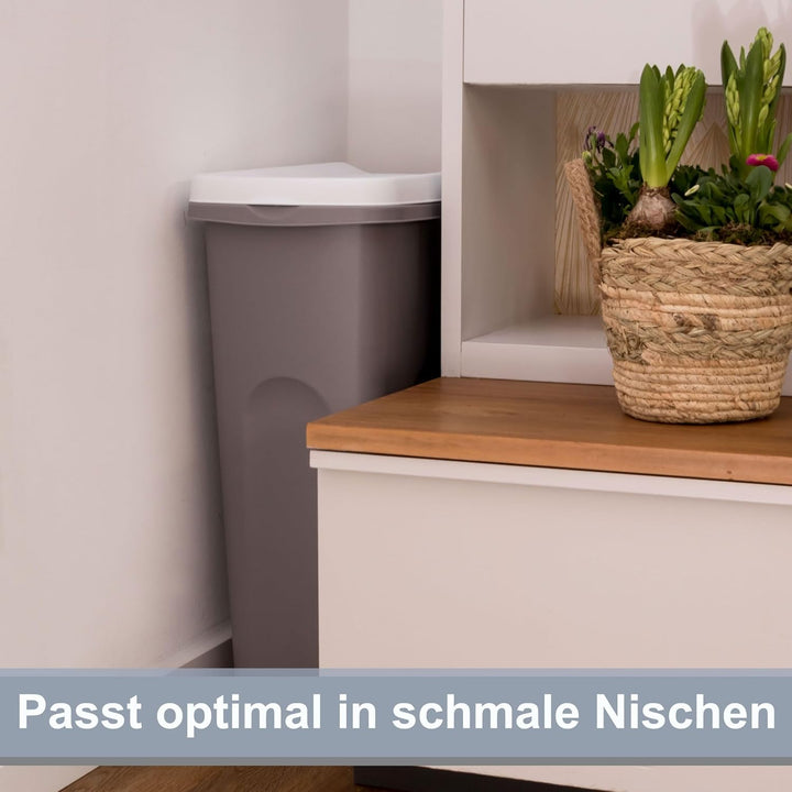 3x 40L Mülleimer Küche weiss grün blau, Mülleimer 3 Fächer, Mülltrennsystem 3fach, Mülltonne, Abfall