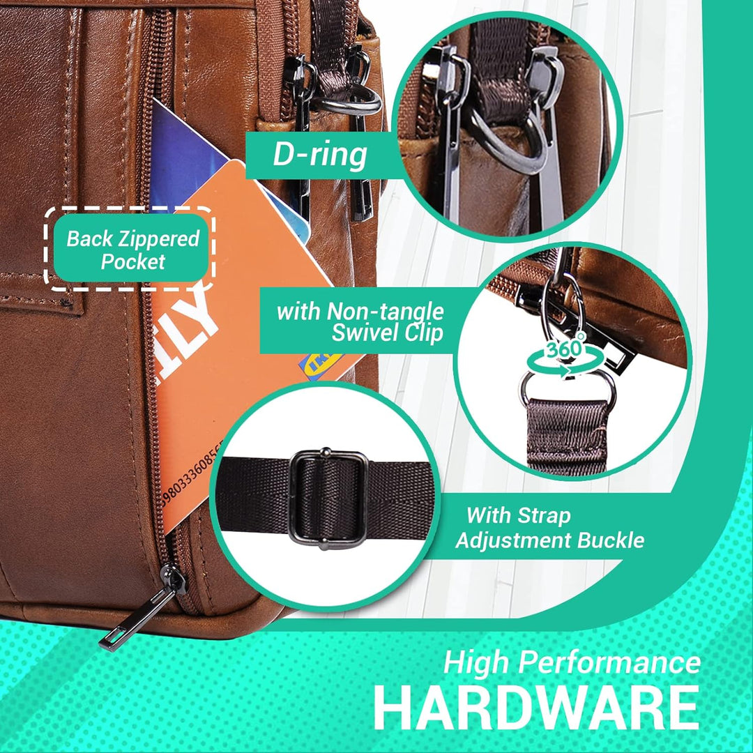hengwin Leder Schultertaschen Herren, Kleine Umhängetasche Männer Business-Tasche Messenger Bag Hand