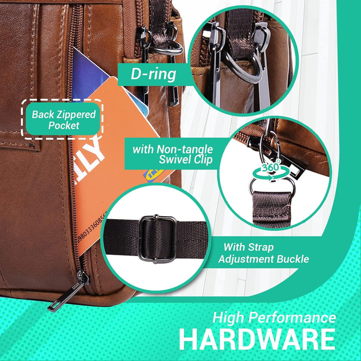 hengwin Leder Schultertaschen Herren, Kleine Umhängetasche Männer Business-Tasche Messenger Bag Hand