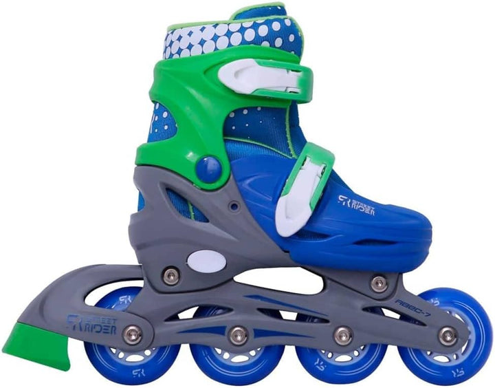 Kids Globe 720512 Street Rider Inlineskates (Inliner) grün/blau, verstellbar von Grösse 31-34, abec7
