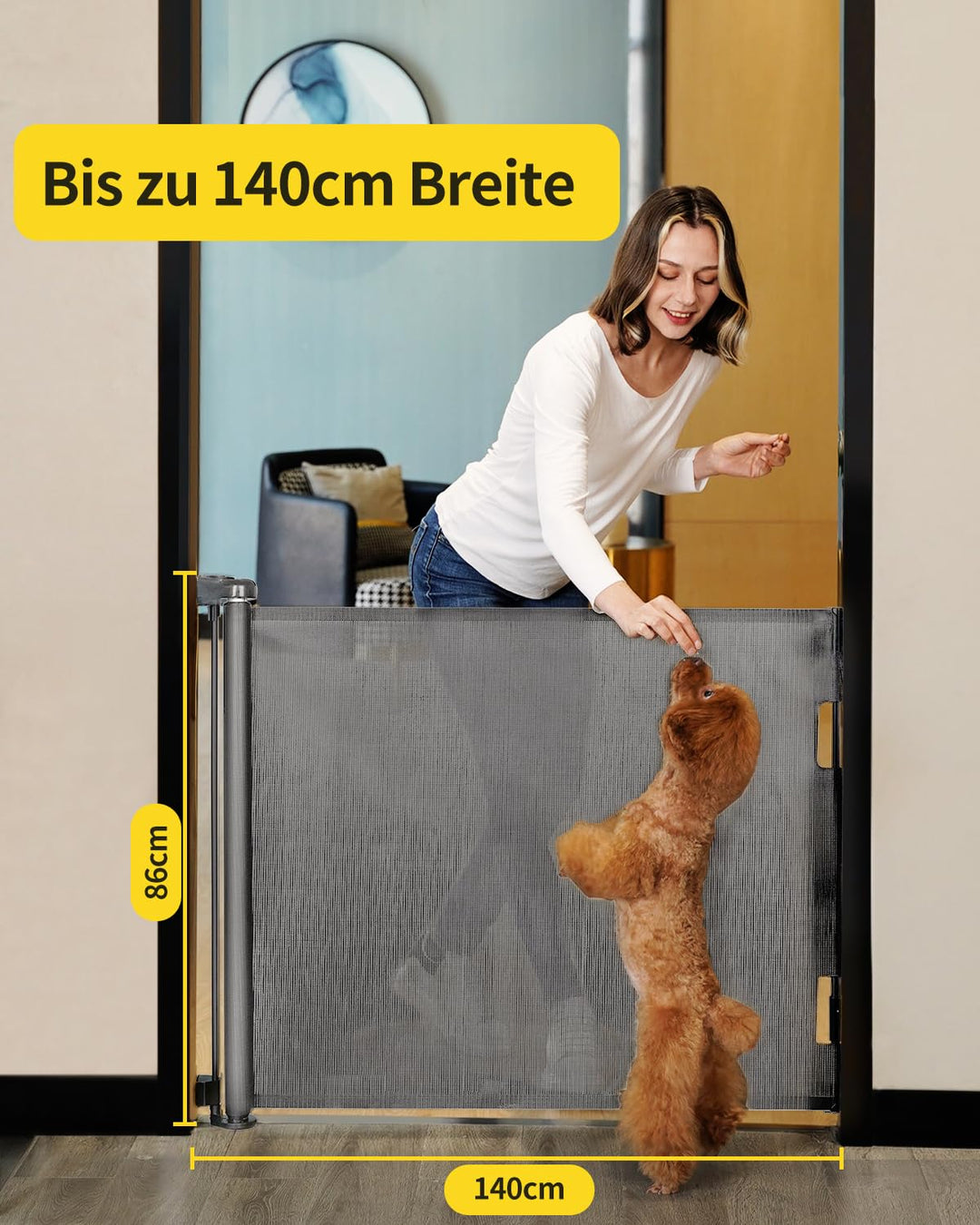 Retraktierbares Sicherheitsgitter für Babys & Haustiere– 2er Set – Extra Breit & Hoch, 0-140CM Türsc