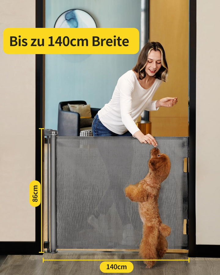 Retraktierbares Sicherheitsgitter für Babys & Haustiere– 2er Set – Extra Breit & Hoch, 0-140CM Türsc
