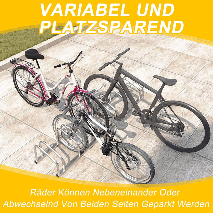 HENGMEI Fahrradständer Für 6 Fahrräder Stahl Mehrfachständer Radabstand für 30-65mm Reifenbreite Büg