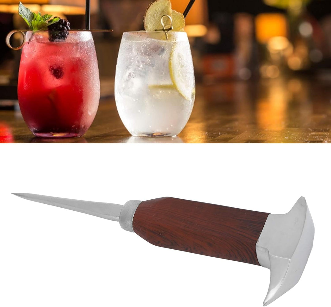 Eispickel, Edelstahl-Eispickel mit Holzgriff, Barkeeper-Werkzeug, Eisbrecher mit Holzgriff, Eisahle,