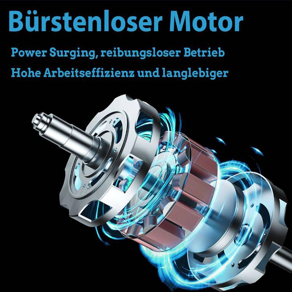 Akku-Winkelschleifer mit 2 Akkus,12 Zubehörteilen,125mm Bürstenloser Winkelschleifer,11000U/min, zum