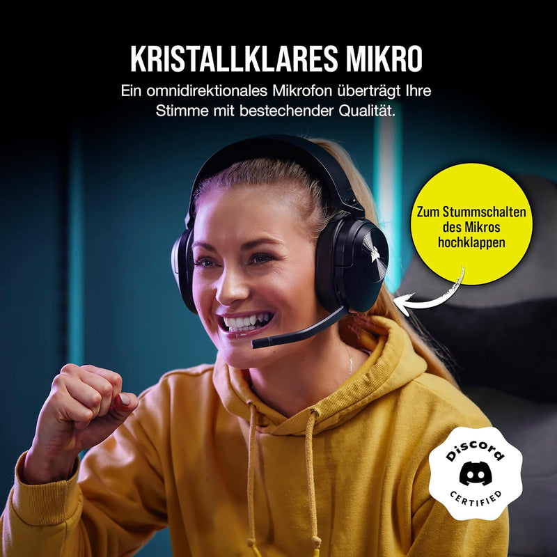 CORSAIR HS55 WIRELESS CORE Leichtes Gaming Headset - Omnidirektionales Mikrofon - Neodym-Treiber - B