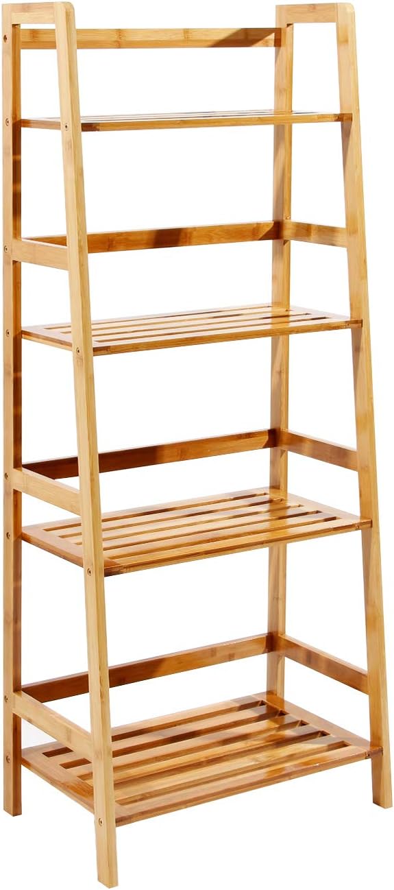 sogesfurniture Bücherregal Bambus Leiterregal Pflanzenregal Badregal Lagerregal mit 4 Böden, perfekt