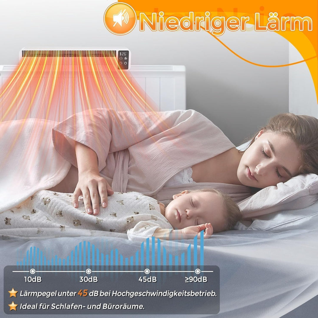 XMTECH Heizkörper Ventilator, Heizungsventilator, 3 Stufen, Weiss, 2 Stück, 2 Stück