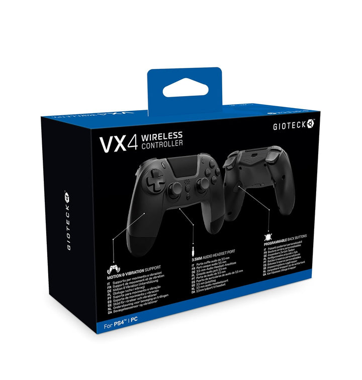 Gioteck - VX4 Premium Bluetooth Wireless Controller Black for PS4 & PC Schwarz, Schwarz
