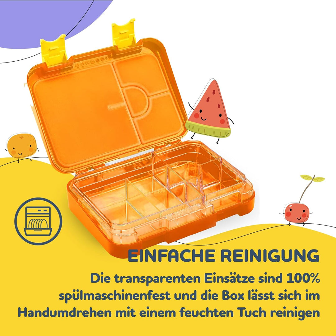 schmatzfatz Junior Brotdose für Kinder mit Fächern, Bunte,Unterteilt &amp; Auslaufsicher, BPA-Freie Lunc