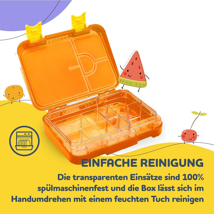 schmatzfatz Junior Brotdose für Kinder mit Fächern, Bunte,Unterteilt &amp; Auslaufsicher, BPA-Freie Lunc
