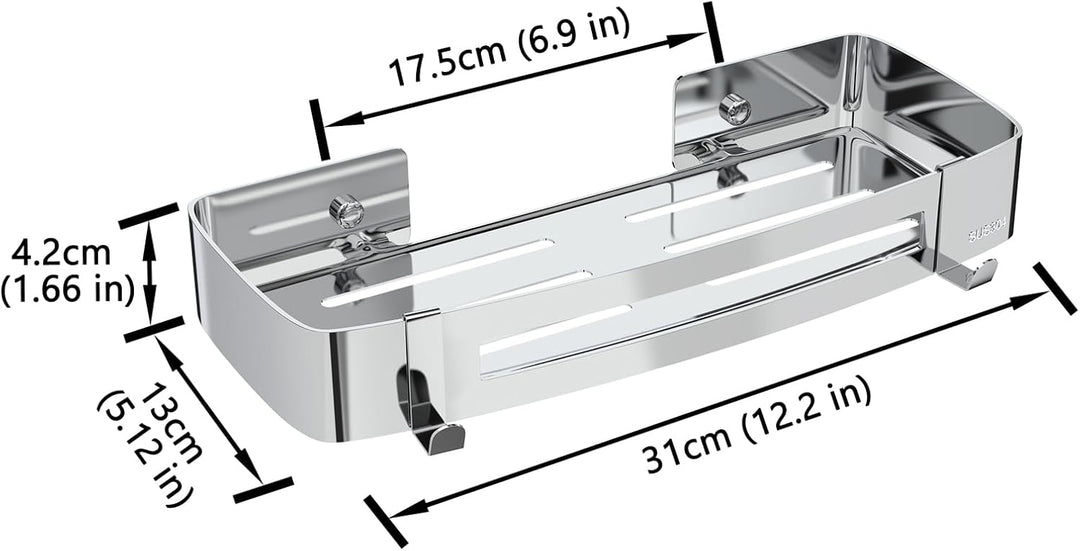 Strength Enemy Duschkorb ohne Bohren, Duschkörbe Selbstklebend, Dusch Organizer mit 2 Haken, Rostfre