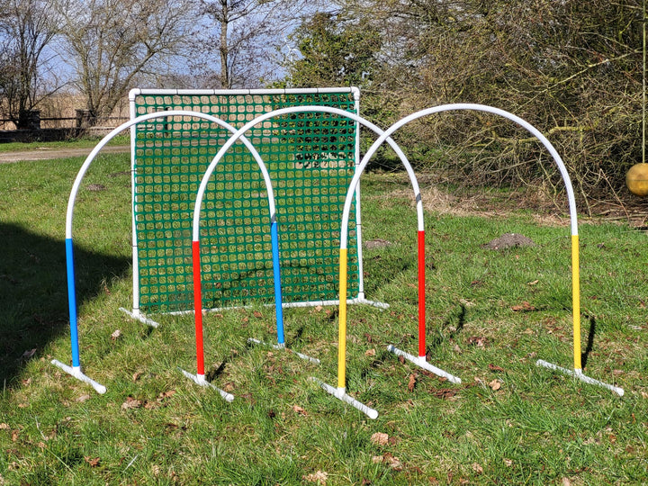 Generisch HOOPERS Agility Combi - Set / 1 Gate grün / 3 Hoopers Bögen, rot - blau - gelb/Gatter/Tren
