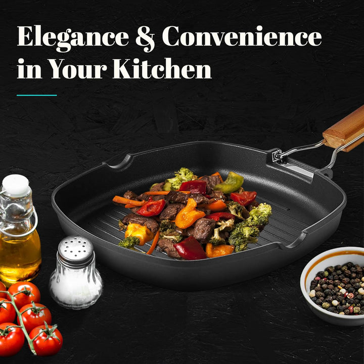 WECOOK! Ecostone Grillpfann Induktion Gewellt, 28 x 28 cm, Antihaftbeschichtung ILAG Ökologisch PFOA