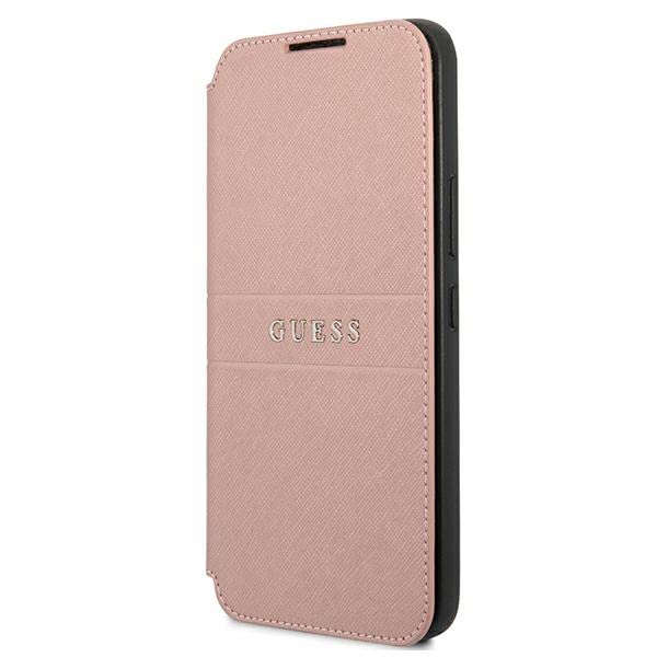 Guess GUBKS22MPSASBPI Hülle für S22+ S906 rosa Buchen Saffiano Stripes