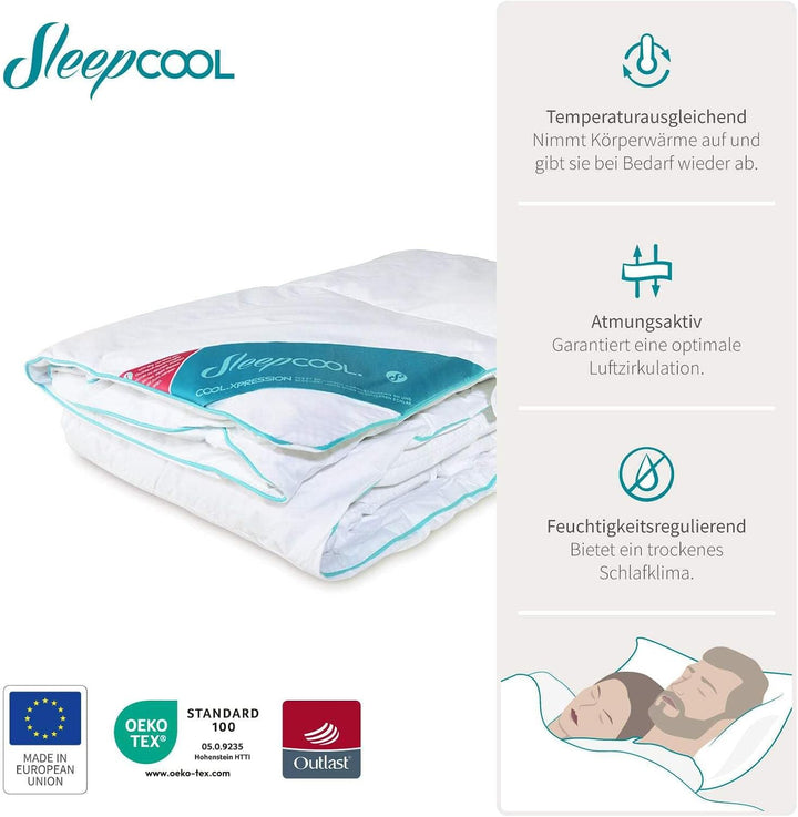 SleepCOOL Temperaturregulierende Bettdecke 155cmx220cm (490g) - COOL.XPRESSION - Leichte, atmungsakt