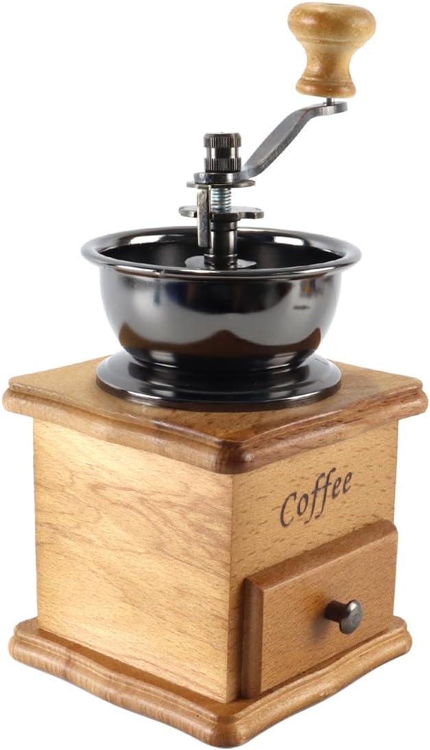 Manuelle Kaffeemühle, Kaffeemühle, Kaffeebohnenmühle, Vintage-Holz-Kaffeemühle mit einstellbarer Zah