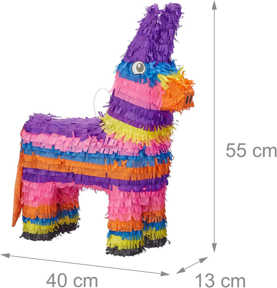 Relaxdays 2er Set Pinata Esel, zum Aufhängen, Kinder, Mädchen, Jungs, Geburtstag, zum Befüllen, HxBx