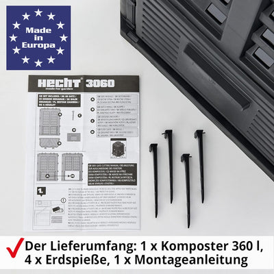 HECHT Thermokomposter aus Kunststoff – Schnellkomposter mit praktisches Stecksystem – Robuster & hoc
