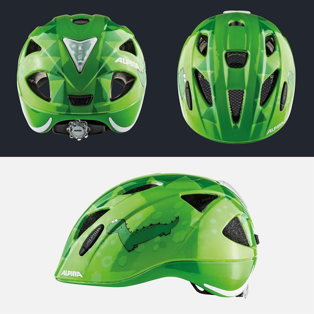 ALPINA XIMO FLASH - Beleuchteter, Reflektierender, Leichter & Anpassbarer LED Fahrradhelm Für Kinder