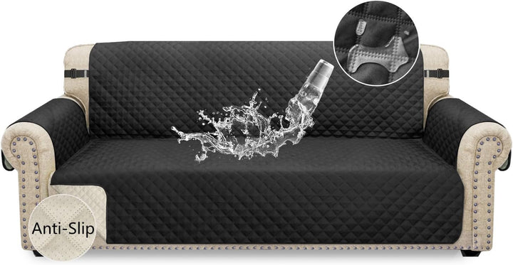 Granbest wasserdichte Sofabezug 3 Sitzer rutschfeste Couchbezug mit Elastischen Riemen, Waschbare So