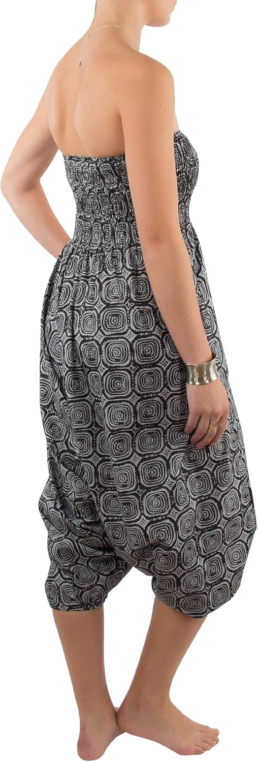 likemary Petite Jumpsuit Damen Sommer - 2-in-1 Haremshose aus Baumwolle - Capri 3/4 Overall mit Tasc