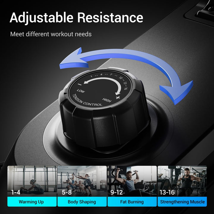 UMAY Rudergerät für Zuhause,mit Verlängertem Gleitprofil, 16-stufig Verstellbarem Magnetwiderstand,