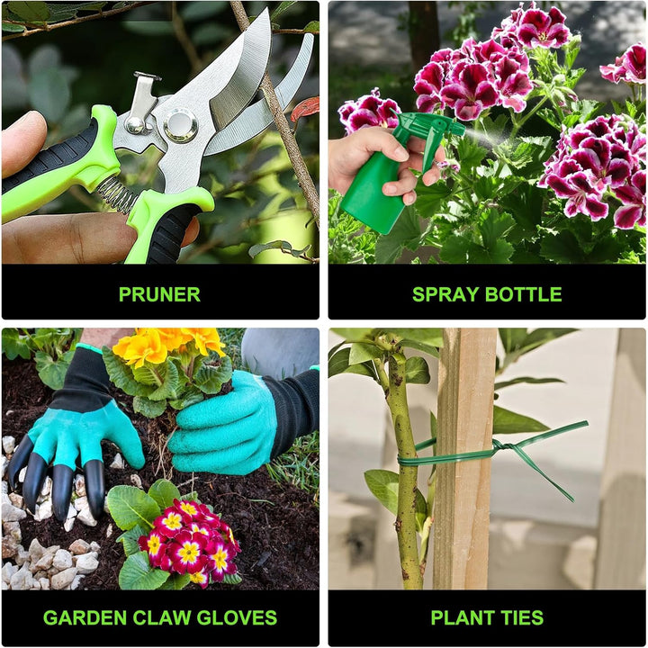 Gartenwerkzeug Set, 10 Stück Schwerlast Edelstahl Gartenarbeit Kit mit Non-Slip Griff Garten Geschen
