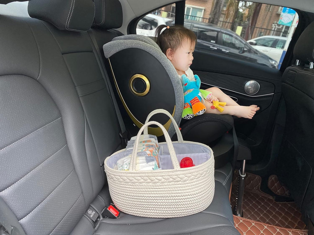 Baby Windel Caddy Organizer，Multifunktionale Aufbewahrungsbox für Windeln， mit wechselbaren Fächern,