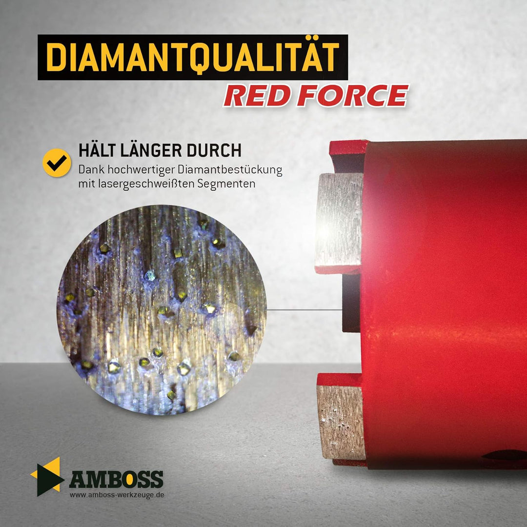 Diamant Dosensenker Ø 82 mm / M16 / DEX System / 90mm Nutzlänge - Amboss Red Force Premium für Mauer