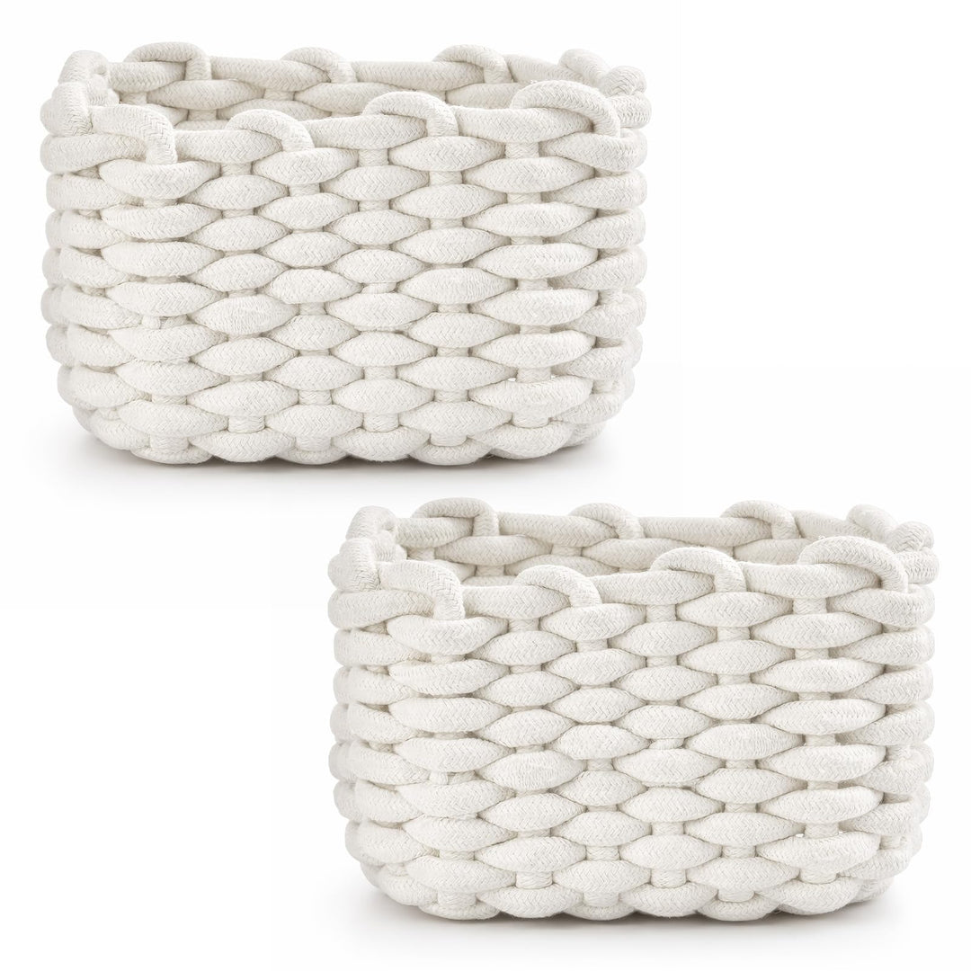 2/4 Stück Häkelkorb Aufbewahrungskorb 20 x 15 x 12 cm Baumwollseil Geflochtene Körbe Klein Organizer
